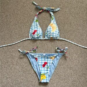 NWT Urban Outfitters Gingham Fruit Print Bikini Set